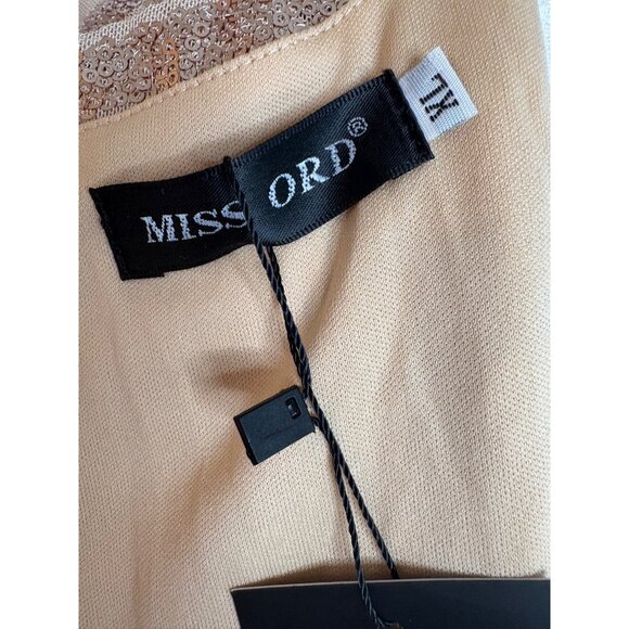 Miss Ord Gold Sequin Bodycon V-Neck Mini Dress L Juniors NYE Hoco Party READ - Picture 2 of 16